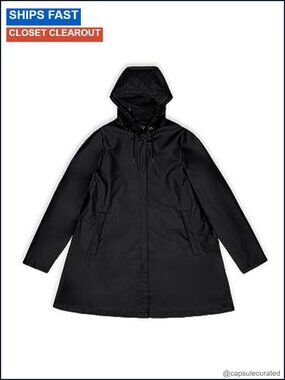 Women's A-Line Lightweight Rain Jacket Waterproof Windproof Drawstring Hood